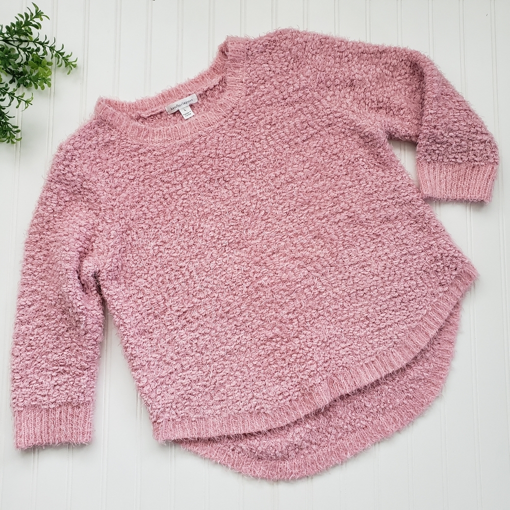 John Paul Richard Sweater Boucle Eyelash Cozy Sweater Pink size Large Boho